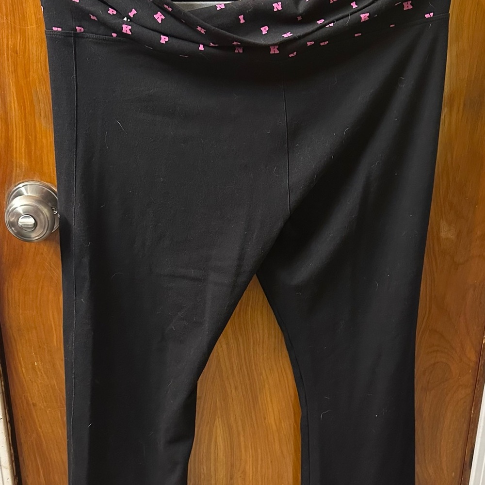 Victoria’s Secret fold over flare leggings.